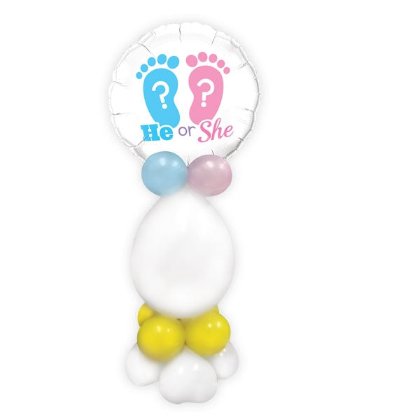Baby Gender Reveal He or She Balloons Centerpiece
