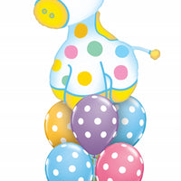 Baby Giraffe Polka Dots Balloon Bouquet with Helium and Weight