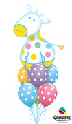 Baby Giraffe Polka Dots Balloon Bouquet with Helium and Weight