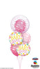 Baby Girl Bubble Dots Balloons Bouquet with Helium and Weight