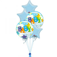 Baby Boy Stars Moon Bubble Balloons Bouquet