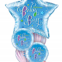 Baby Boy Glitter Star Balloons Bouquet