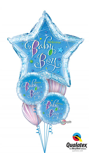 Baby Boy Glitter Star Balloons Bouquet