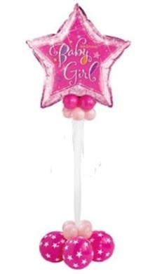 Baby Girl Pink Glitter Star Balloon Stand Up