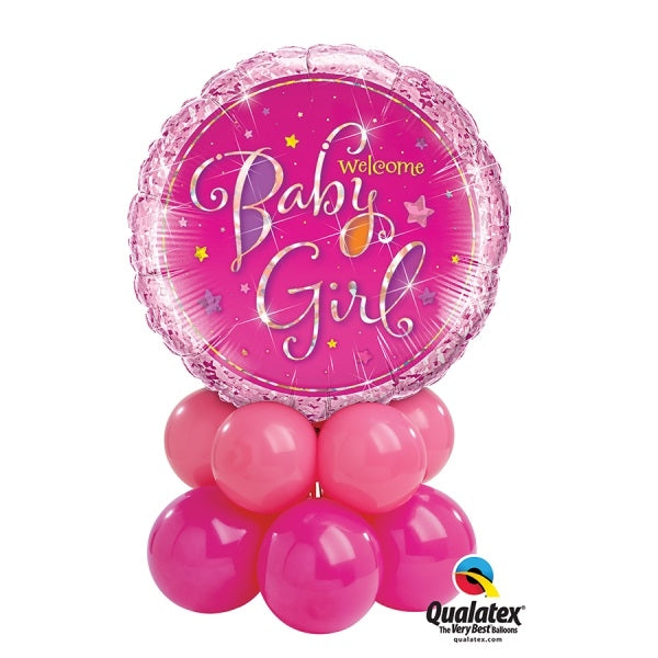 Baby Girl Holographic Balloon Centerpiece