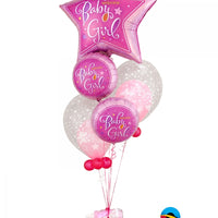 Baby Girl Glitter Stars Balloons Stand Up Bouquet