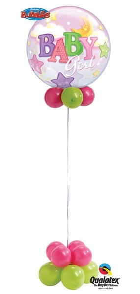 Baby Girl Stars and Moon Bubble Balloons Centerpiece