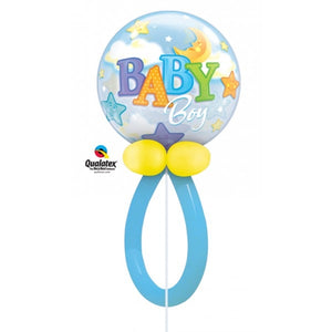 Baby Boy Stars Moon Pacifier Bubble Balloon Centerpiece