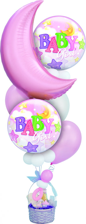 Baby Girl Stars and Moon Bubbles Deluxe Balloon Bouquet 8