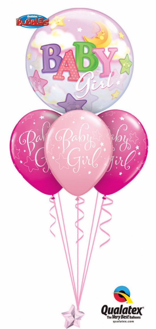 Baby Girl Stars and Moon Bubbles Balloon Bouquet 7