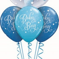 Baby Boy Blue Teddy Bear Double Bubble Balloon Centerpiece