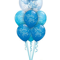 Baby Boy Blue Teddy Bear Double Bubble Balloons Bouquet
