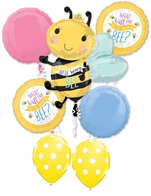 Baby Gender Reveal What Will It Bee Balloons Bouquet with Helium and Weight
