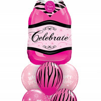 Pink Champagne Birthday Balloons Bouquet