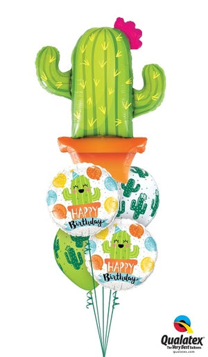 Potted Cactus Birthday Balloon Bouquet with Helium and Weight