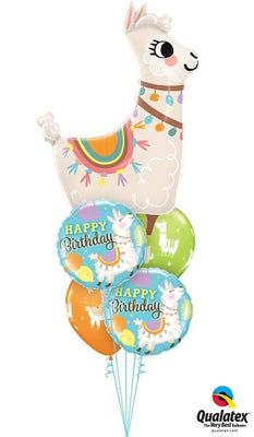 Llama Happy Birthday Balloon Bouquet with Helium and Weight