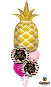 Pineapple Gold Luau Hawaiian Birthday Hibiscus Balloons Bouquet