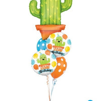 Potted Cactus Happy Birthday Balloon Bouquet with Helium and Weight