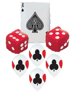 Casino Playing Card Ace Dice Balloon Bouquet with Helium and Weight