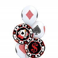 Casino Playing Cards Dollar Sign Balloon Bouquet with Helium Weight