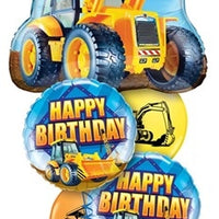 Construction Bulldozer Birthday Balloon Bouquet with Helium and Weight