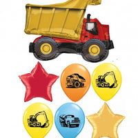 Construction Red Dump Truck Balloon Bouquet with Helium and Weight