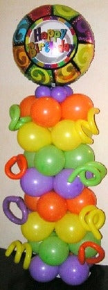 Fiesta Happy Birthday Balloon Column Tower