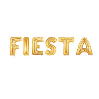 34 inch Jumbo Gold Letters Fiesta Foil Balloons with Helium Weight