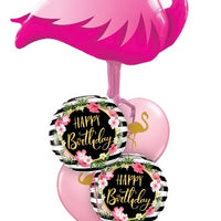 Pink Flamingo Birthday Hibiscus Balloons Bouquet