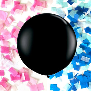 36 inch Baby Black Gender Reveal Pink or Blue Confetti Balloons