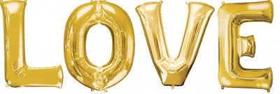 Jumbo Love Gold Letters Balloons with Helium and Weight