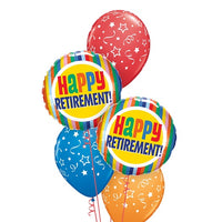 Happy Retirement Stripes and Stars Balloon Bouquet with Helium Weight
