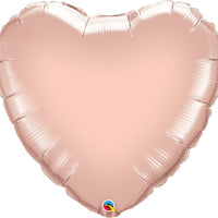 Jumbo Rose Gold Heart Shape Foil Balloon with Helium and Weight