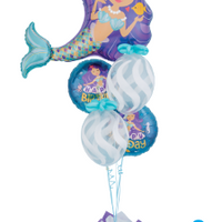 Mermaid Birthday Links Balloon Bouquet with Helium and Weight
