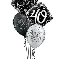 40th Elegant Birthday Balloon Bouquet with Helium and Weight