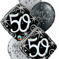 50th Elegant Birthday Balloon Bouquet with Helium and Weight