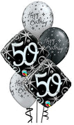 50th Elegant Birthday Balloon Bouquet with Helium and Weight