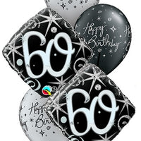 60th Elegant Birthday Balloon Bouquet with Helium Weight