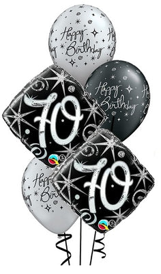 70th Elegant Birthday Balloon Bouquet with Helium and Weight