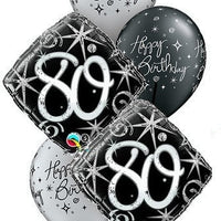 80th Elegant Birthday Balloon Bouquet with Helium and Weight