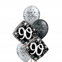 90th Elegant Birthday Balloon Bouquet with Helium and Weight