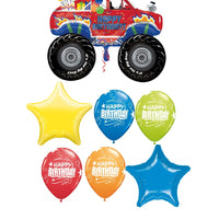 Monster Truck Happy Birthday Balloon Bouquet with Helium and Weight