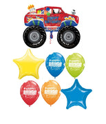Monster Truck Happy Birthday Balloon Bouquet with Helium and Weight