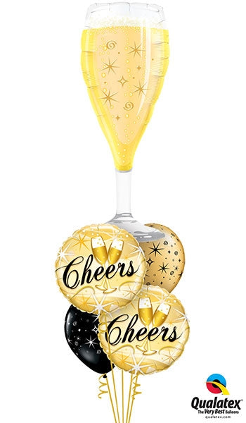 New Year Birthday Champagne Glass Balloon Bouquet with Helium Weight