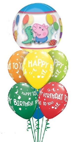 Peppa Pig George Orbz Birthday Balloon Bouquet with Helium Weight