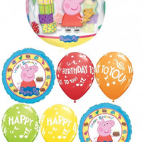 Peppa Pig George Orbz Birthday Cake Balloon Bouquet with Helium Weight