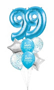 34 inch Pick An Age Blue Numbers Birthday Confetti Balloon Bouquet