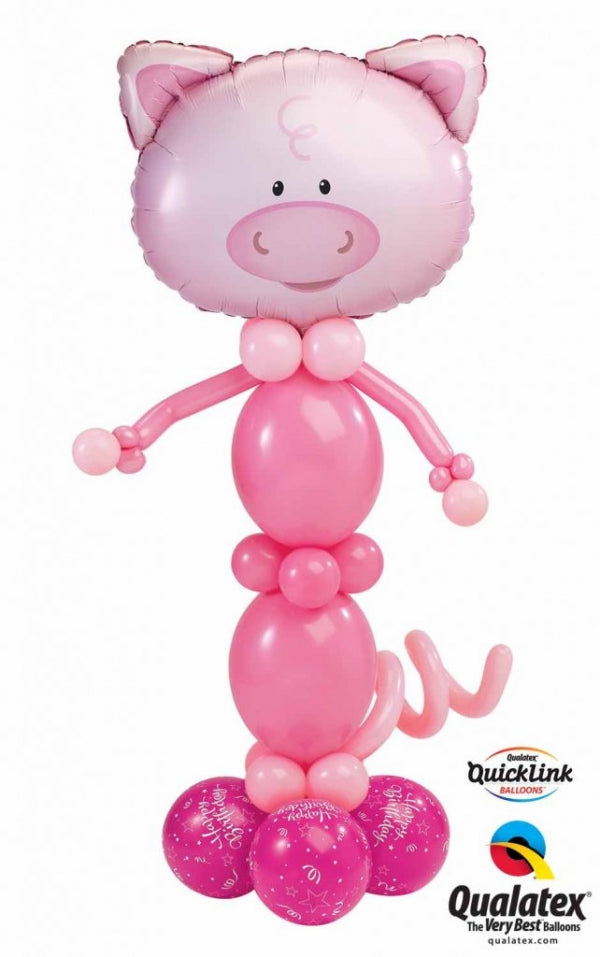 Farm Animals Birthday Pig Balloon Stand Up with Helium and Weight