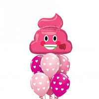 Emoji Pink Poop Love Balloons Bouquet