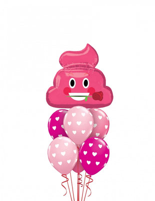 Emoji Pink Poop Love Balloons Bouquet